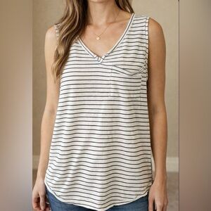 We The Free Striped Sleeveless V-Neck Tank Top | Medium